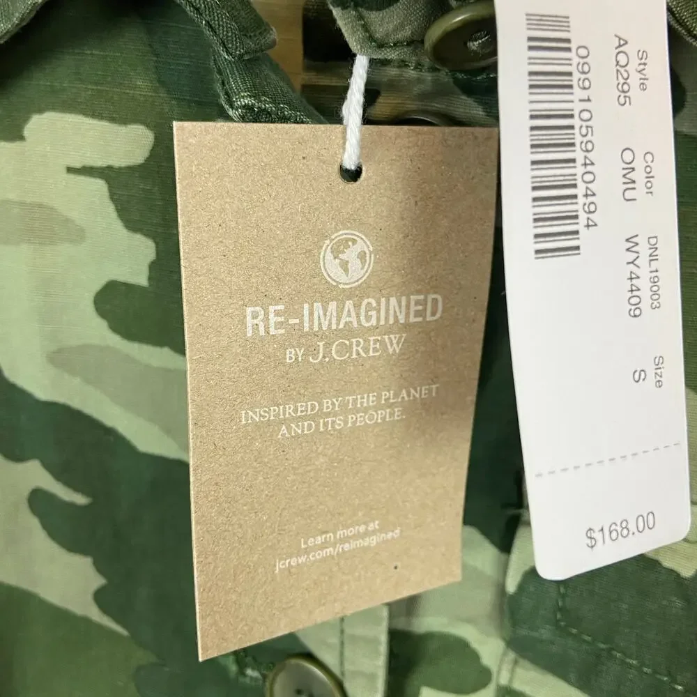 J. Crew Camouflage Garment Dyed Lightweight Shacket In Green Size Small